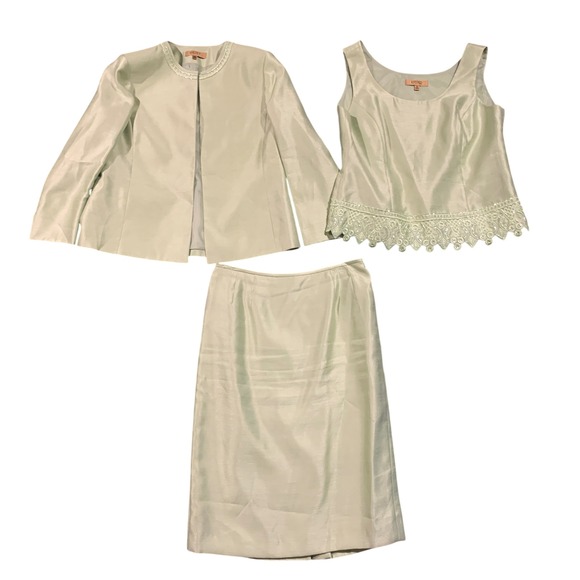 Kasper Dresses & Skirts - Kasper Womens‎ 3 Piece Skirt Suit Chartreuse Green Beaded Size 10 Formal